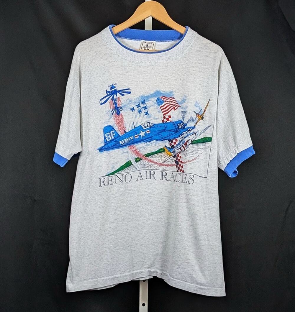 Vintage 90s Shirt Reno Nevada Navy Air Races Airplanes Tee Men's Size XL Alore